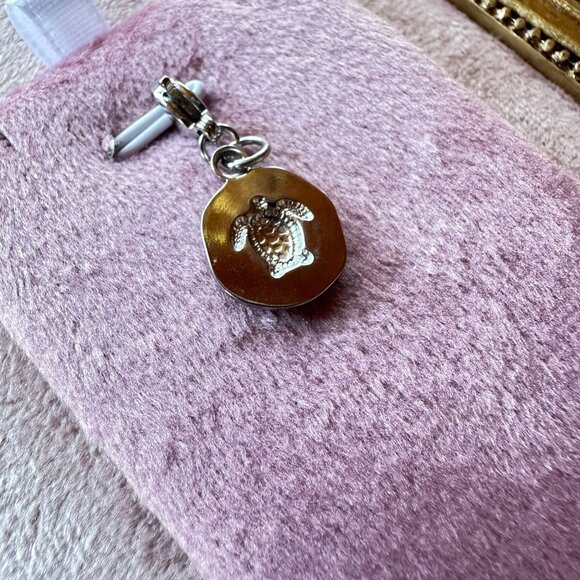 Sea Turtle Charm Pendant Stainless Steel With Lobster Claw Clasp & White Epoxy - Picture 5 of 12